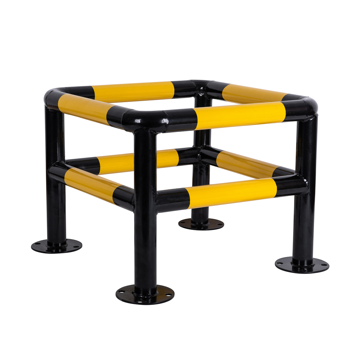 Steel Quad Post Barrier | 4 Side Protection | Black and Yellow |