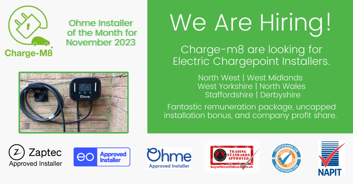Charge-m8 are Hiring for EV Chargepoint Installers