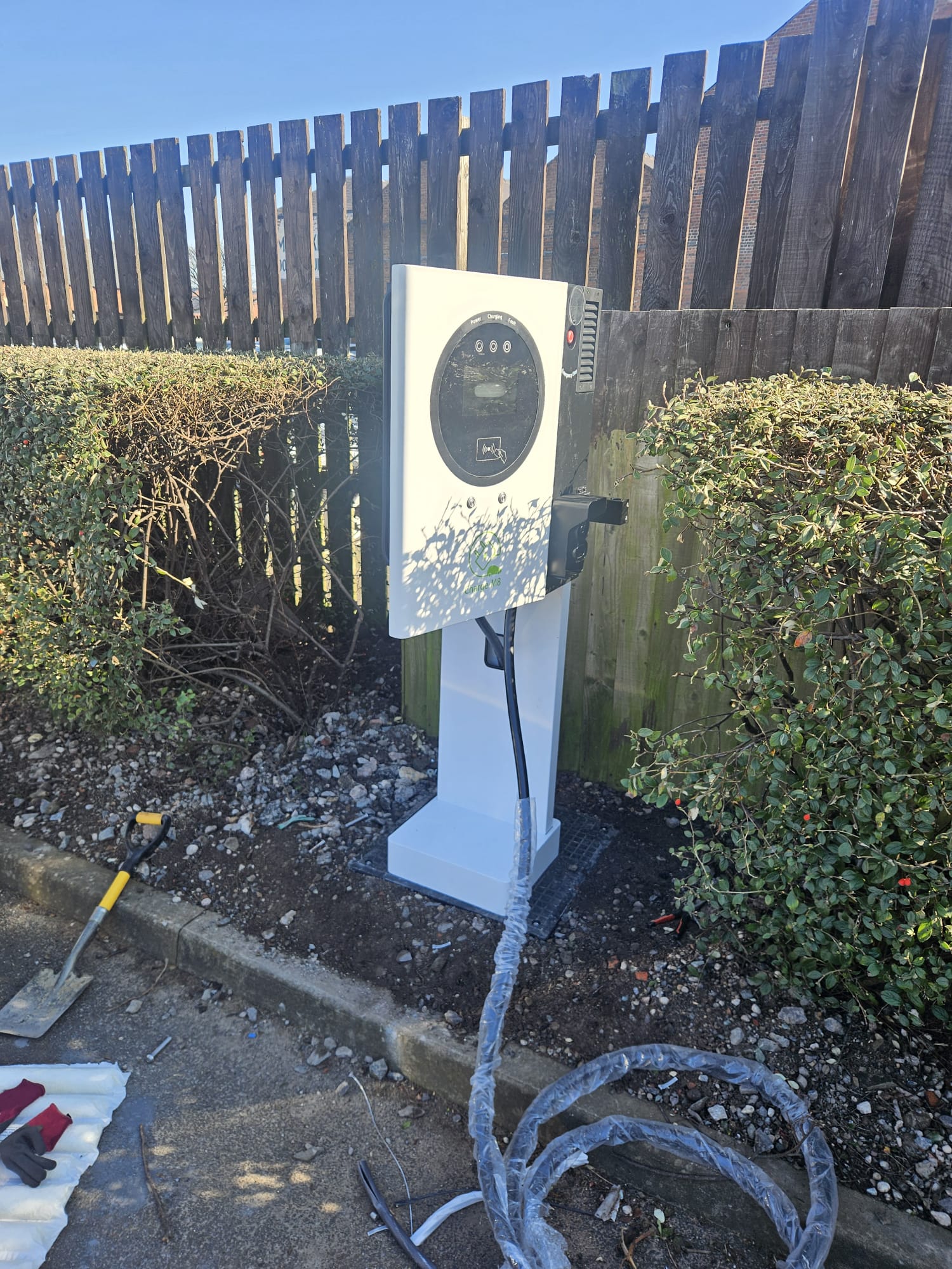 Omega DC charger unit close up at Audi dealership
