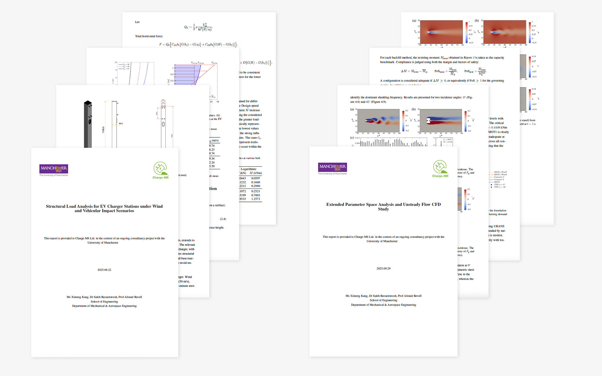 Screenshots from Two Independent Engineering Reports — Charge-M8 × University of Manchester Study