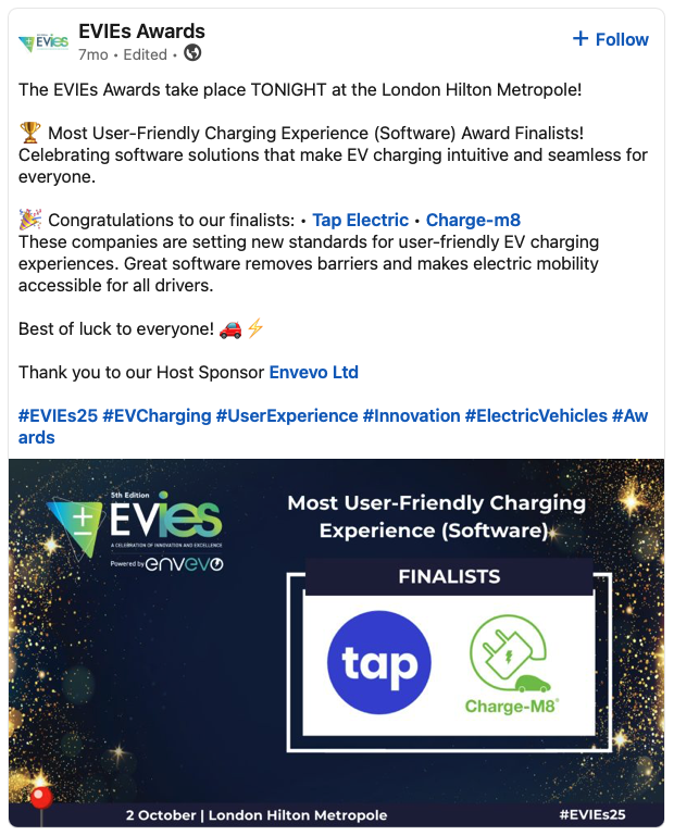 EVIEs Awards 2025 finalist
