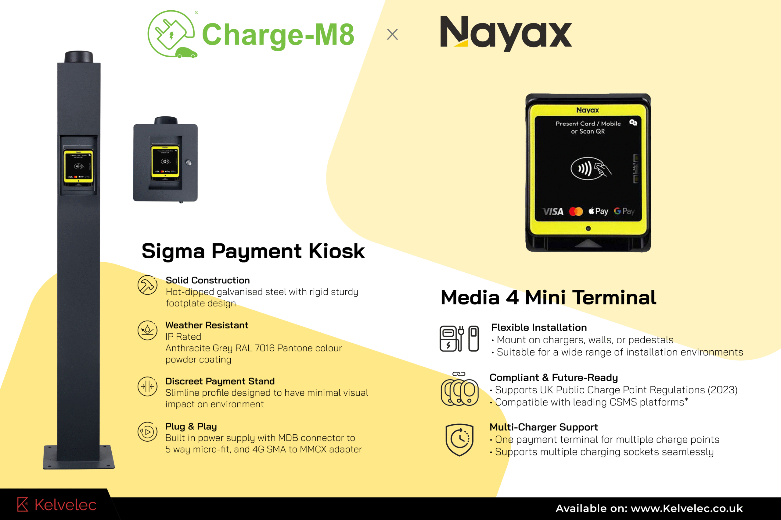 Charge-M8 Sigma Payment Kiosk with EVCloudPay and Nayax Media 4 Mini integration