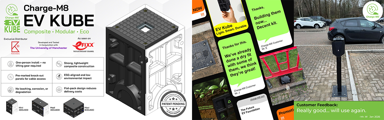 EV Kube modular ground anchor foundation for EV charging infrastructure